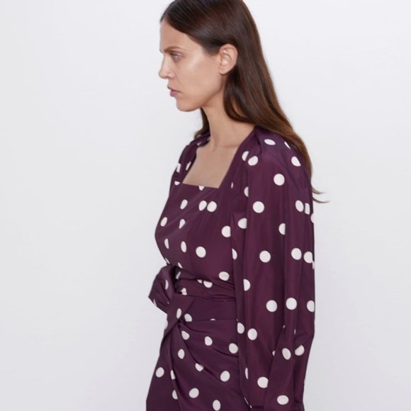 Zara Polka Dot Taffeta Blouse S - Picture 3 of 8